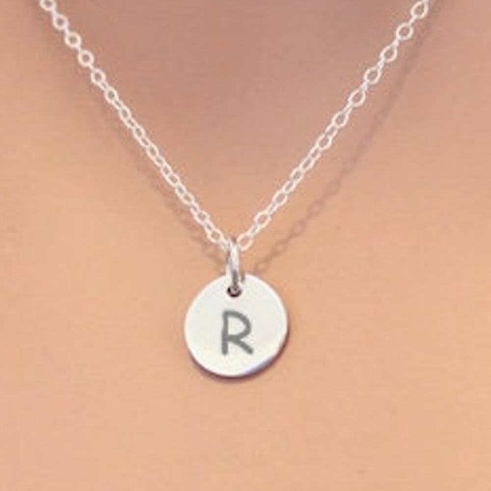 Sterling Silver Tiny Capital R Charm Necklace